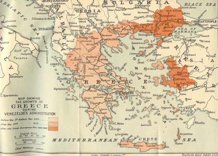 Map of Greece from 1921