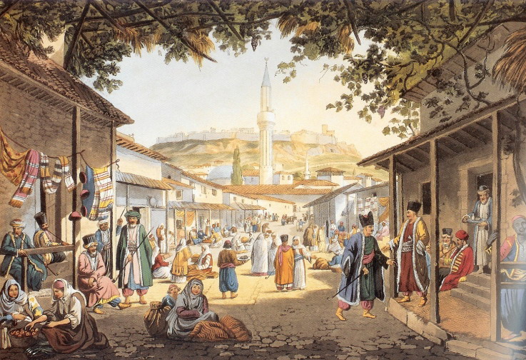 Upper Bazaar of Athens by Edward Dodwell