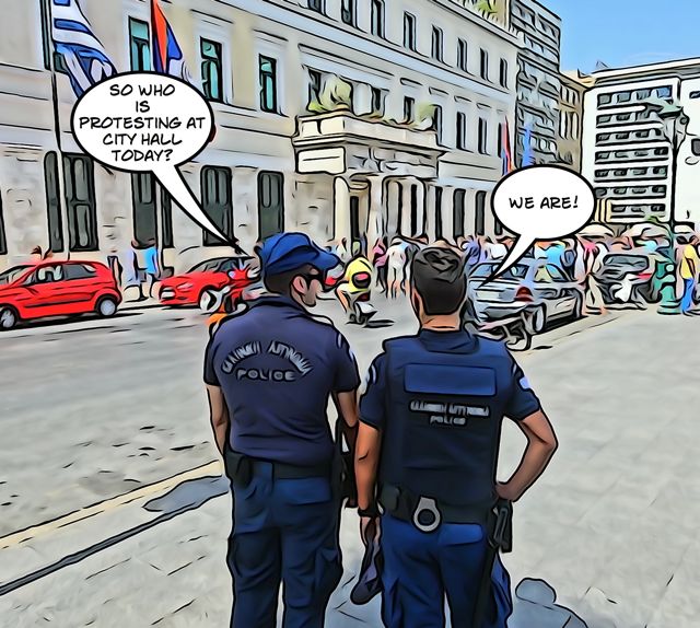 Cops at Athens Protest