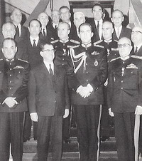 King Constantine poses with members of the Military dictatorship
