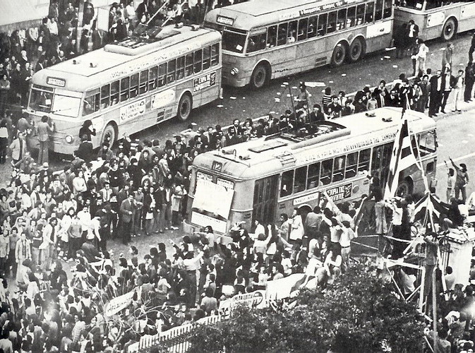 Students gather at the Athens Polytechnic